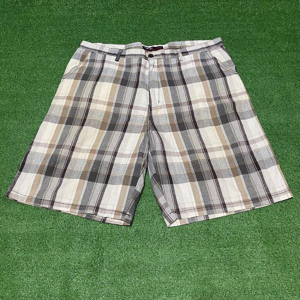 Vintage Y2K Airwalk Baggy Plaid Skater Shorts Men 38 Neutral Earth Tone Gorpcore